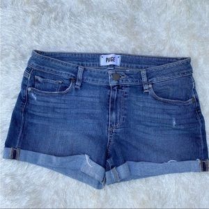 PAIGE Jimmy Distressed Denim Jean Shorts with Raw Cuff